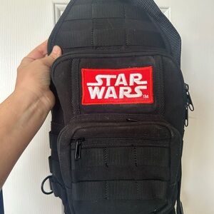 Star Wars Black Tactical Backpack with Red Logo - Pre-loved